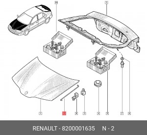 Крючок капота 8200001635 RENAULT