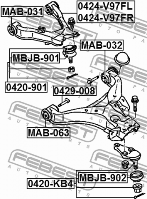 Сайлентблок рычага подвески MAB-063 FEBEST