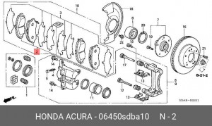 Комплект тормозных колодок, диско 06450SDBA10 HONDA