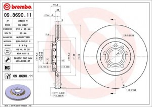 Тормозной диск 09.8690.11 BREMBO
