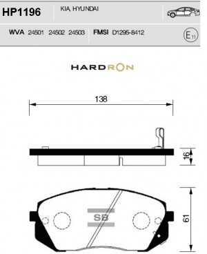 Колодки тормозные дисковые HP1196 SANGSIN