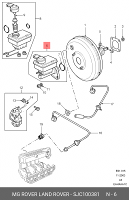 Главный тормозной цилиндр SJC100381 LAND ROVER