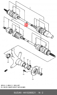 Шарнирный комплект, приводной вал 44102-80E21 SUZUKI