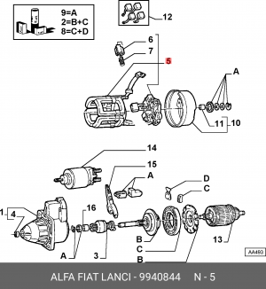 Обмотка возбуждения, стартер 9940844 ALFA FIAT LANCIA