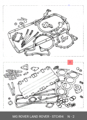 Комплект прокладок, головка цилиндра STC494 LAND ROVER