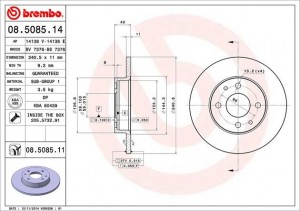 Тормозной диск 08.5085.14 BREMBO