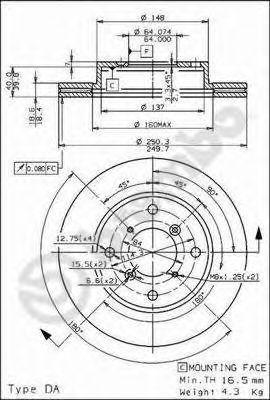 Тормозной диск 09.6905.10 BREMBO