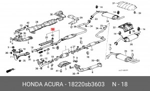 Средний глушитель выхлопных газов 18220SB3603 HONDA