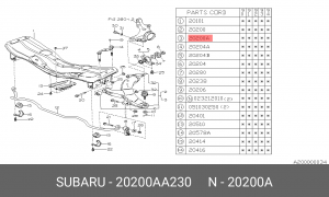 Рычаг независимой подвески колеса, подвеска колеса 20200AA230 SUBARU