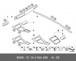 Накладка центральной консоли 51166966488 BMW