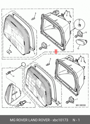 Основная фара XBC10173 MG ROVER LAND ROVER