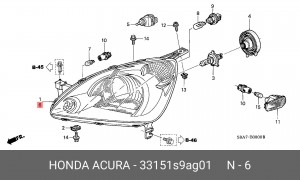 Фара головного света 33151S9AG01 HONDA