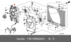 Диффузор радиатора охлаждения под вентилятор 19015RN0A01 HONDA