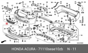 Спойлер - юбка бампера 71110SEAE10ZB HONDA