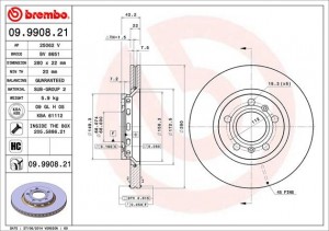 Тормозной диск 09.9908.21 BREMBO
