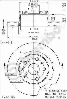 Тормозной диск 09380010 BREMBO