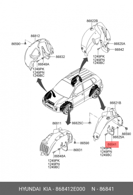 Брызговик 868412E000 HYUNDAI KIA