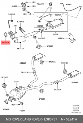 Прокладка, выпускной трубопровод ESR3737 LAND ROVER
