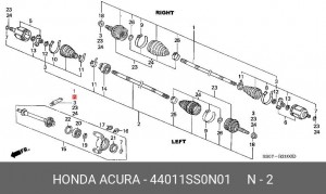 Шарнирный комплект, приводной вал 44011SS0N01 HONDA