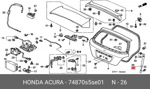 Упругий элемент, крышка багажника / помещения для груза 74870S5SE01 HONDA