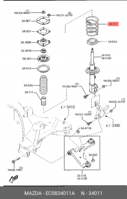 Пружина ходовой части EC08-34-011A MAZDA