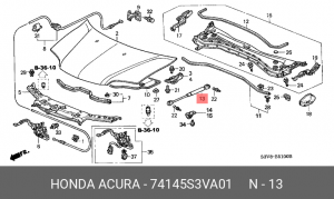 Амортизатор крышки багажника 74145S3VA01 HONDA