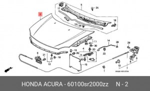 Капот двигателя 60100SR2000ZZ HONDA