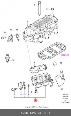 Патрубок дроссельной заслонки 6 199 193 FORD