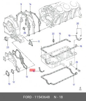 Прокладка, маслянный поддон 11543648 FORD