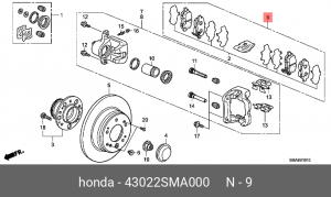 Колодки тормозные дисковые 43022SMA000 HONDA