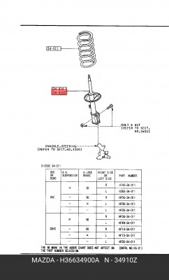 Амортизатор подвески H36634900A MAZDA