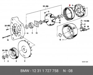 Статор, генератор 12 31 1 727 758 BMW