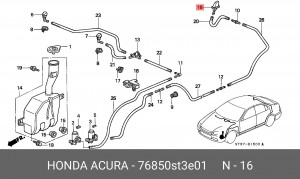 Форсунка стеклоомывателя 76850ST3E01 HONDA