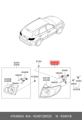 Фонарь задний 924012B520 HYUNDAI KIA