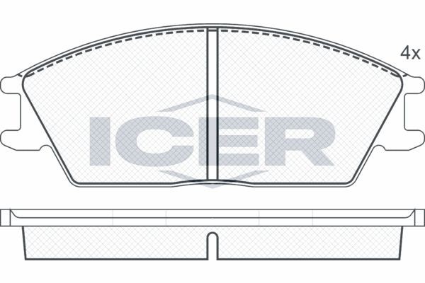 Комплект тормозных колодок, диско 180616 ICER