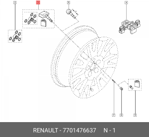 Датчик давления в шинах 7701476637 RENAULT