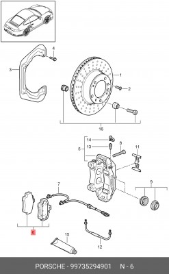 Комплект тормозных колодок, диско 99735294901 PORSCHE
