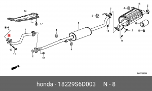 Уплотнительное кольцо, выпускной тр 18229S6D003 HONDA
