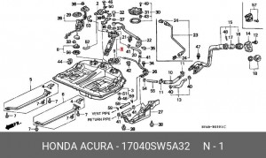 Топливный насос 17040-SW5-A32 HONDA