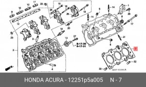Прокладка, головка цилиндра 12251P5A005 HONDA