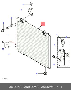 Конденсатор, кондиционер AWR5796 MG ROVER LAND ROVER