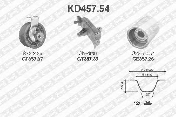 Комплект ремня ГРМ KD457.54 NTN SNR