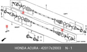 Комплект пылника, приводной вал 42017-S2L-003 HONDA