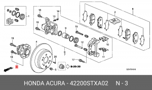 Подшипник ступицы колеса со ступицей (комплект) 42200STXA02 HONDA