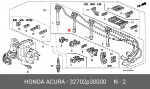 Ккомплект проводов зажигания 32702P30000 HONDA