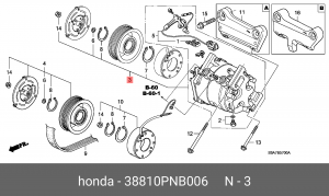 Компрессор, кондиционер 38810PNB006 HONDA