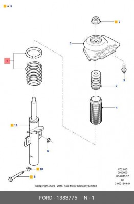Пружина подвески 1 383 775 FORD