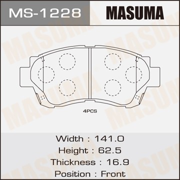 Колодки тормозные дисковые MS1228 MASUMA