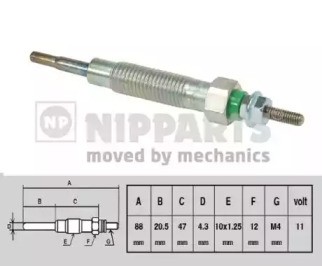 Свеча накаливания J5715011 H B JAKOPARTS NIPPARTS