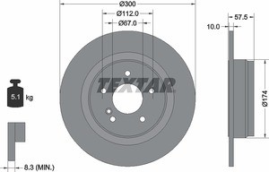 Тормозной диск 92163300 TEXTAR